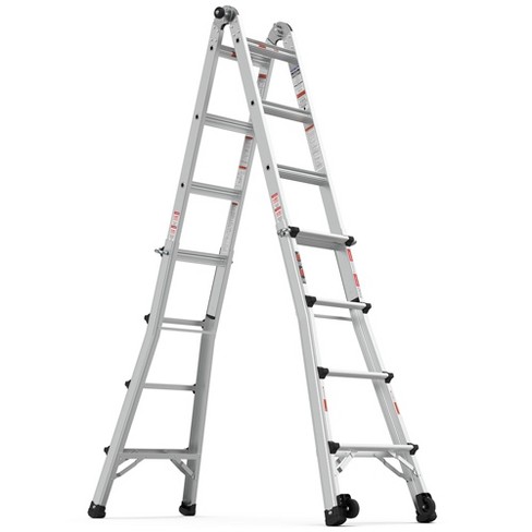 Multi Position Ladder With Wheels 300 Lbs Load Capacity Anti-Slip Storage Folding Step Ladders For Stairs Home Indoor Outdoor Roof - image 1 of 4