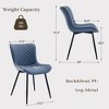 Upholstered Dining Chairs Set of 2, Mid Century Modern Armless Kitchen Chair with Faux Leather & Back & Metal Legs - 2 of 4