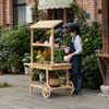 Vintiquewise Antique Solid Wood Decor Display Rack Cart Wood Plant Stands with Wheels for Decor Display | 2 Wheeled Wood Wagon with Shelves for Plants and More - 2 of 4