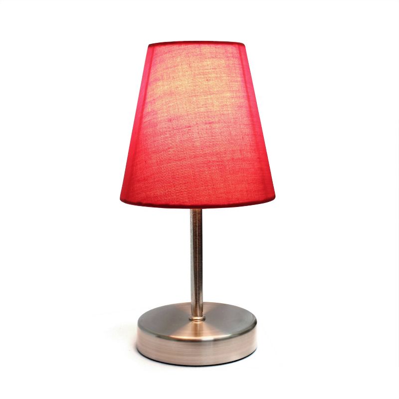 10.5" Petite Metal Stick Bedside Table Desk Lamp in Sand Nickel with Fabric Shade - Creekwood Home, 4 of 8
