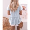 Imily Bela Womens Short Sleeve V Neck Button Down Babydoll Peplum Top Loose Casual Ruffle Hem - 3 of 3