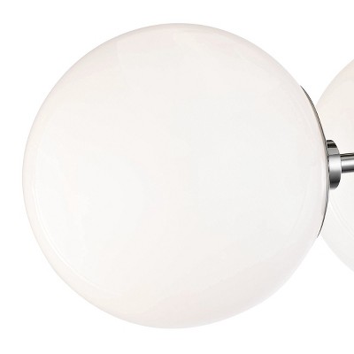 Elegant 3-Light Globe Semi-Flush Mount with White Glass & Polished Nickel Finish