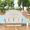 Whisen Outdoor Patio Daybed Wicker Rattan Double Daybed Round Sofa Furniture Set - 2 of 4