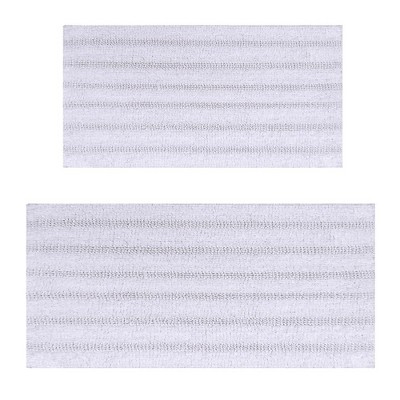 Knightsbridge Linear 220 GSF Reversible Bath Rug Set - 2- Piece - 17x24 and 21x34", White