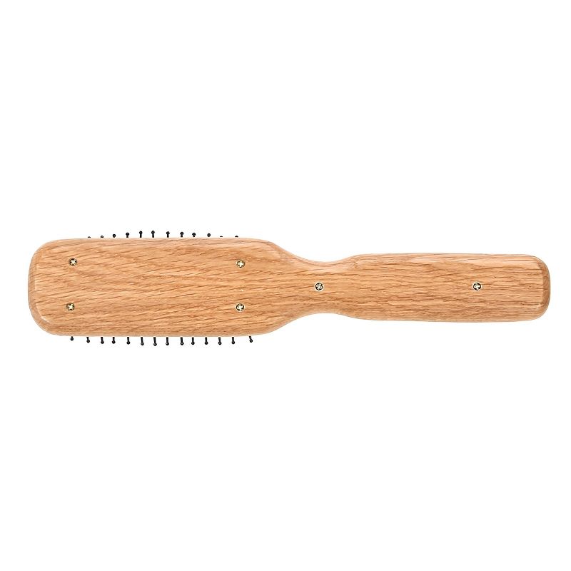 Bass Brushes - Men's Hair Brush Style & Detangle Professional Grade Nylon Pin Genuine Natural Wood Handle 6 Row Cushion Style Oak Wood, 2 of 5