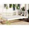 Full Size Acacia Wood Garden Porch Swing Bed,Wooden Outdoor Patio Hammock Swing Chair with Ropes,2 Person Hanging Patio Chair-Coolbibila - 3 of 4