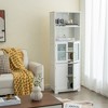 Tangkula Bathroom Tall Storage Cabinet Linen Tower w/ Glass Door & Adjustable Shelf - 4 of 4