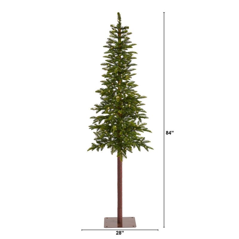 7ft Nearly Natural Pre-Lit LED Slim Alaskan Alpine Artificial Christmas Tree Clear Lights, 3 of 11