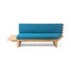 Modern Futon Sofa, Acacia Wood Upholstered Futon Couch, Non-porous Water-resistant Loveseat Sofa - image 2 of 4