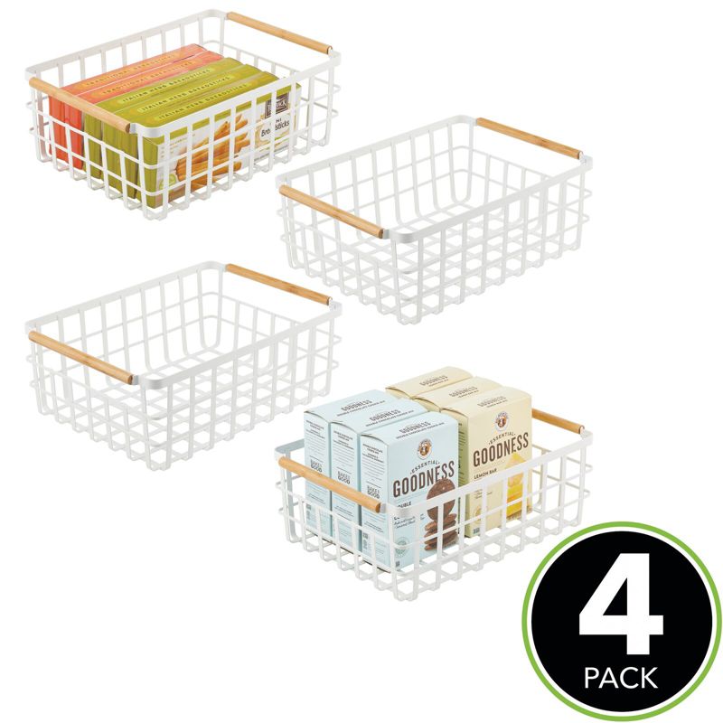 mDesign Metal Food Organizer Storage Bins with Bamboo Handles - 4 Pack, 2 of 10