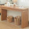 64" Natural Rustic Wood Console Table with Beaded Trim, Narrow Entryway or Sofa Table for Hallway or Living Room-3irtyhousy - 3 of 4