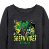 Women's - Marvel - St Patrick's Day Incedibly Lucky Lightweight French Terry Wide Neck Long Sleeve Shirt - 2 of 4