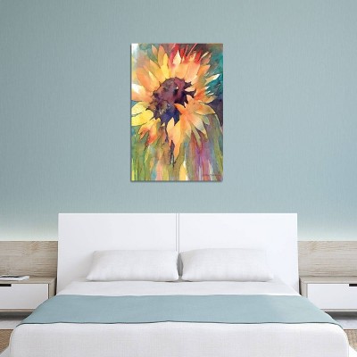 18" x 12" Vibrant Sunflower Watercolor Canvas Art