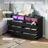 6 Drawer Double Dresser with Power Outlet, Accent Chests of Drawers with LED Light, Modern Storage Dresser with Charging Station - 3 of 4