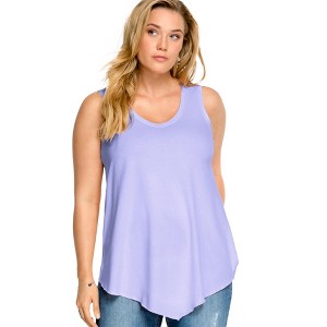 ellos Plus Size V-Neck Pointed Front Tank - 1 of 4