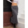 Coolmee Women's Cargo Long Skirt Low Waist Drawstring Maxi Skirt Ruched Vintage Slit Cargo Skirt with Pockets - 4 of 4