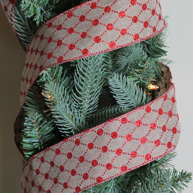 Northlight Red and White Diamond Wired Christmas Craft Ribbon 2.5" x 10 Yards, 3 of 4