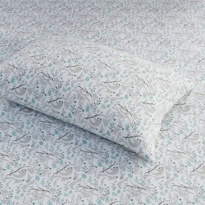 Gray Sloth Print Twin Cotton Flannel Sheet Set