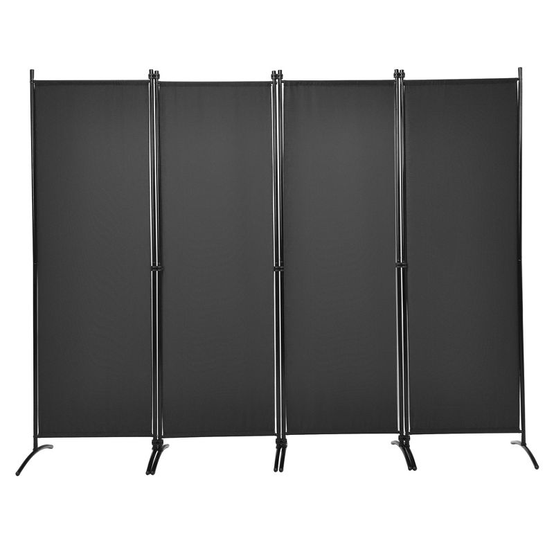 Tangkula 5.6Ft Tall Folding Room Divider Freestanding 4-Panel Privacy Screen w/Iron Frame Black/Coffee/White, 1 of 11