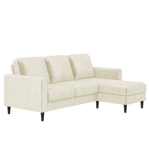 Strummer Reversible Sectional Sofa Couch Ivory Velvet