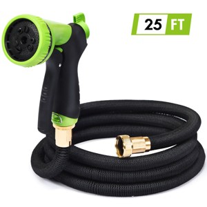 Costway 25/50/75 FT Expanding Garden Hose Flexible Water Hose w/9 Function Spray Nozzle - 1 of 4
