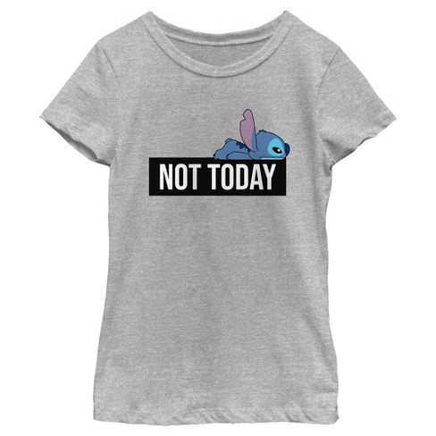 Girl's Lilo & Stitch Not Today Tired Stitch T-Shirt - Athletic Heather -  Large