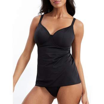 Elomi Women's Plus Size Pebble Cove Tankini Top - Es801161 14 Black : Target