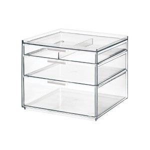 iDesign The Sarah Tanno Collection Tall Plastic Cosmetic Drawer Organizer, Clear/White - 1 of 4