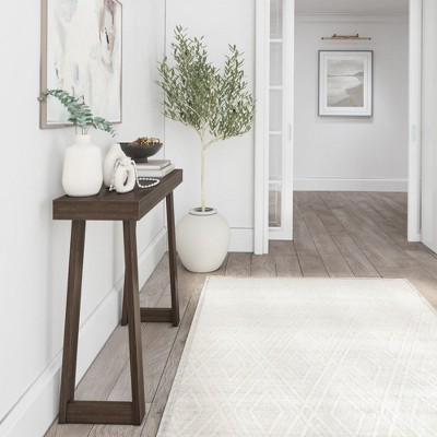 Walnut Solid Wood Narrow Console Table with Storage Shelf
