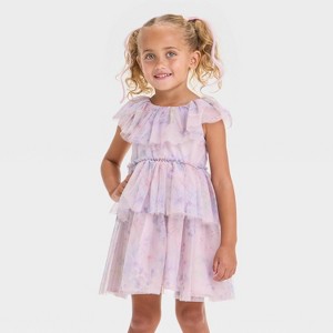 Audrey Camille Toddler Girls' Floral Layered Tulle Dress - Ballet Pink - 1 of 3