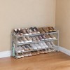 Shoe Rack, 3 Tier Shoe Organizer, Fabric Shoe Shelf Storage with 4 Hooks, Holds up to 18 Pairs of Shoes, Height-Adjustable Shoe Rack for Entryway - 4 of 4