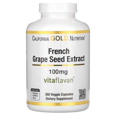 California Gold Nutrition French Grape Seed Extract, Vitaflavan, 100 mg, 360 Veggie Capsules