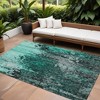 Teal Blue Aqua And Gray Abstract Washable Indoor Outdoor Area Rug - 2 of 4