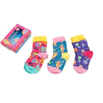 Happy Socks Kid 3pk Fish, Jellyfish & Seahorse Socks Gift Box - 12-24 Months
