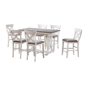 Isle Shores II Counter Height Dining Table Cream - Treasure Trove Accents: Kitchen Nook Trestle Base, Seats 6 - 1 of 4