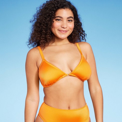 Women's Ring Front Bralette Bikini Top - Wild Fable™ Peach Orange D/DD Cup