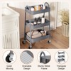3 Tier Utility Rolling Cart, Metal Mobile Storage Shelf with Lockable Caster Wheels, Organization for Livingroom, Bathroom & Kitchen - 2 of 4