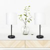 Creekwood Home Set of 2 Contemporary Bedside Black Table Lamps with USB Port White Shade - 4 of 4