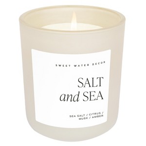 Sweet Water Decor Salt & Sea 15oz Tan Matte Jar Soy Candle - 1 of 3