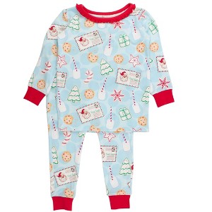 RuffleButts SoftSnooze Toddler Girls Holiday Ruffle Long Sleeve Pajama Set - 1 of 2