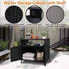 Patio Outdoor Wicker Storage Cabinet - Powder Coated Steel, Bar Table with 2 Door and Shelf, All Weather Resin Wicker,  for Patio Pool Garden Kitchen - 3 of 4