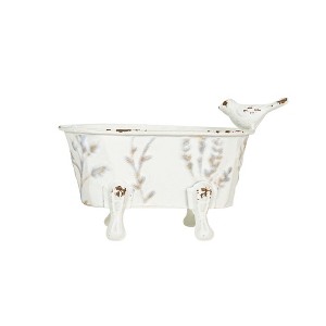 Clawfoot Bathtub Mini Planter White Metal by Foreside Home & Garden - 1 of 4