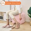 ChicFurnit Ottomans and Benches Square Ottoman Footstool Foot Rest Stool Corduroy Vanity Chair Bench for Living Room, Pink, 15.75"*15.75"*15.75" - 2 of 4