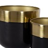 Kate and Laurel Miley Round Metal Tabletop Planter, 2 Piece, Black and Gold - 3 of 4