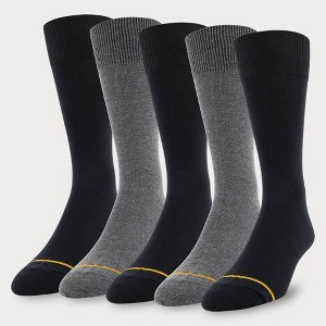 Signature Gold by GOLDTOE Men's Flat Knit Crew Socks 5pk - 1 of 2