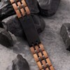 Men's Stainless Steel and Natural Wood Link Bracelet, Wide Wristband with Secure Clasp - 3 of 4