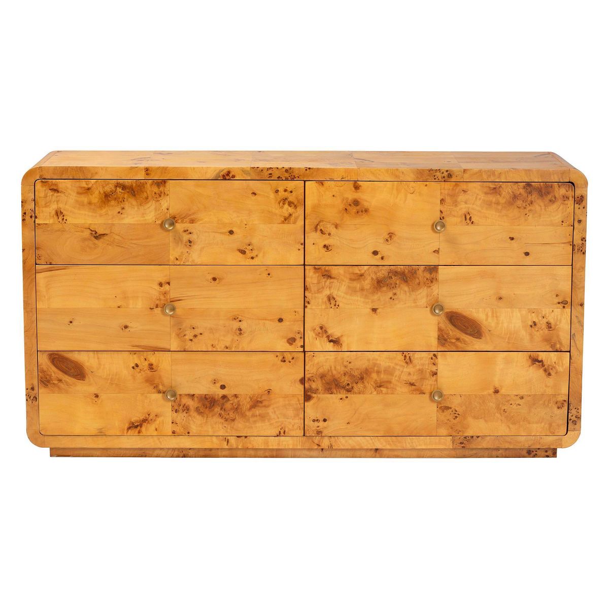bali & pari Netra Real Burl Wood 6 Drawer Dresser Light Mappa Burl - thumbnail 8