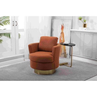 CAVINAS Teddy Swivel Barrel Accent Chair with Ring Backrest,Modern Upholstered Swivel Living Room Chairs,Reading Chairs for Living Room