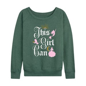 Women's - Disney Princess - This Girl Can Lightweight French Terry Wide Neck Long Sleeve Shirt - 1 of 4