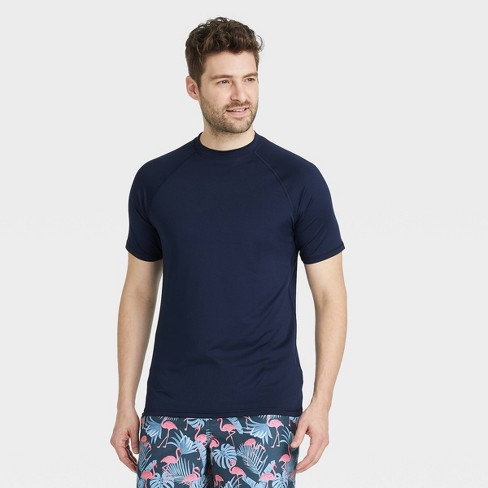 Navy Raglan Short-Sleeve Swim Shirts for Big & Tall Men